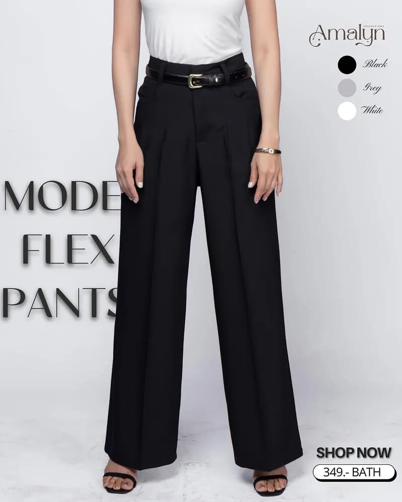 ModeFlex Pants, wide-leg pants. High waist camouflages the figure.